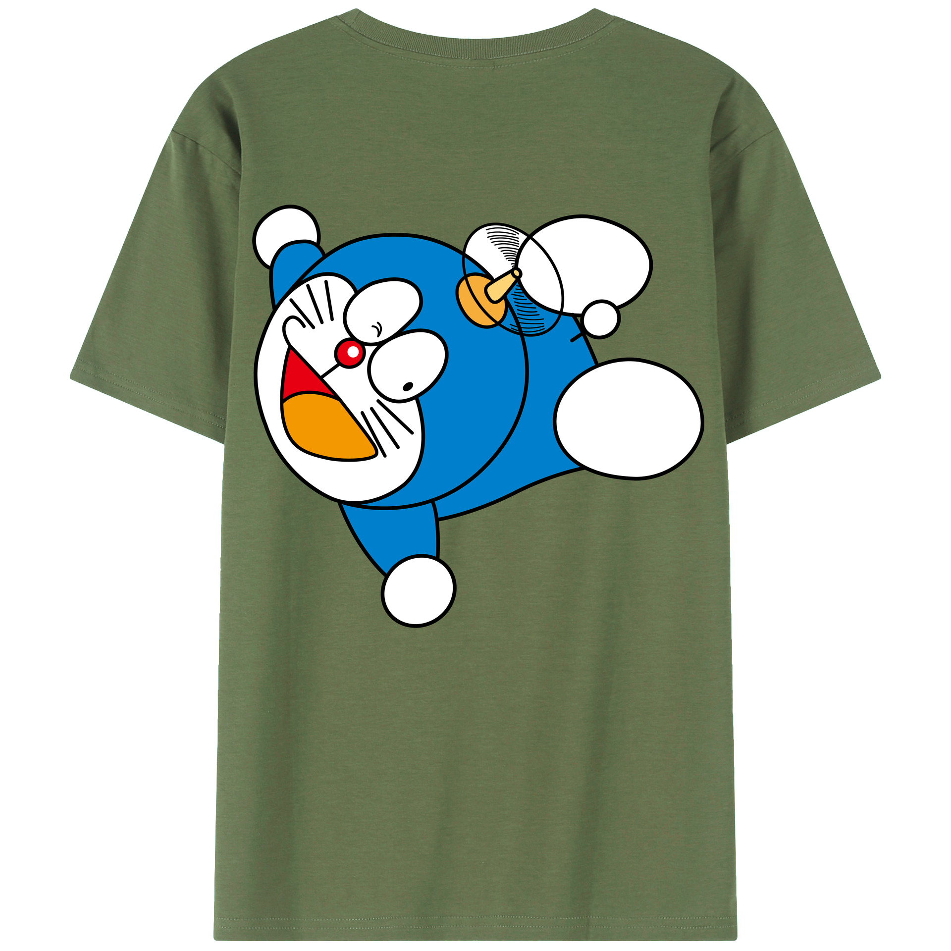 （画像用） ドラえもん Doraemon 綿100％ メンズ半袖Tシャツ（バックプリント） 通気性